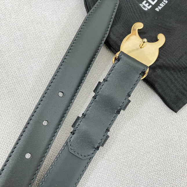 CELINE 25S TRIOMPHE BELT 25MM IN BLACK CALFSKIN GLOD HARDWARE 580679