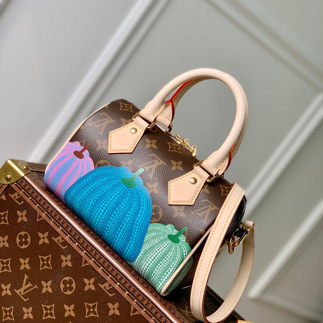 LV x YK SPEEDY BANDOULIÈRE 20 IN BROWN MONOGRAM COATED CANVAS AND CALFSKIN