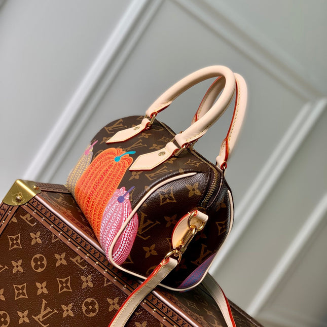LV x YK SPEEDY BANDOULIÈRE 20 IN BROWN MONOGRAM COATED CANVAS AND CALFSKIN