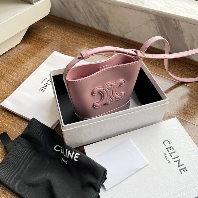 CUIR TRIPHOME 19 PINK PASTEL SMOOTH CALFSKIN BUCKET BAG