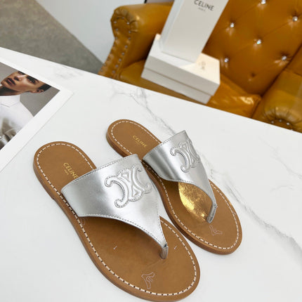 THONG MULE IN SILVER CALFSKIN