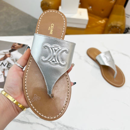 THONG MULE IN SILVER CALFSKIN