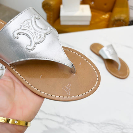 THONG MULE IN SILVER CALFSKIN
