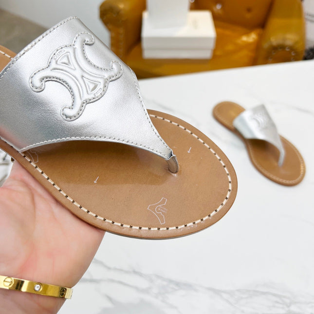 THONG MULE IN SILVER CALFSKIN