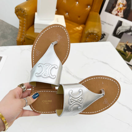 THONG MULE IN SILVER CALFSKIN
