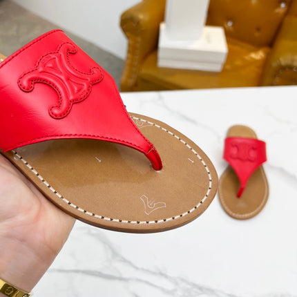 THONG MULE IN CHERRY RED CALFSKIN