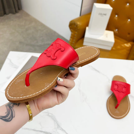 THONG MULE IN CHERRY RED CALFSKIN