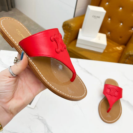 THONG MULE IN CHERRY RED CALFSKIN