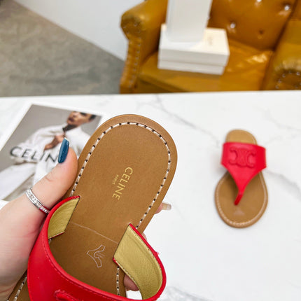 THONG MULE IN CHERRY RED CALFSKIN