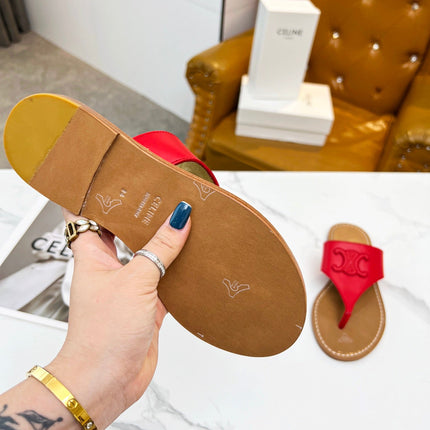 THONG MULE IN CHERRY RED CALFSKIN