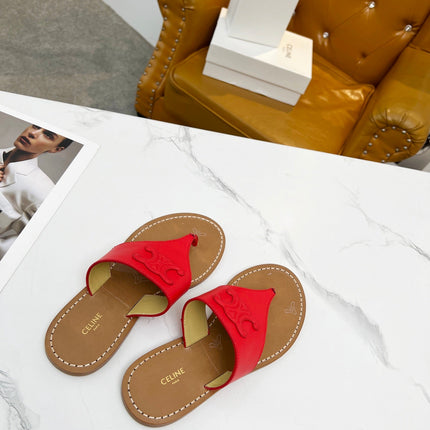 THONG MULE IN CHERRY RED CALFSKIN