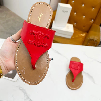 THONG MULE IN CHERRY RED CALFSKIN