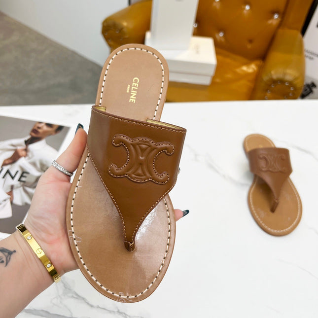 THONG MULE IN BRONZE BROWN CALFSKIN
