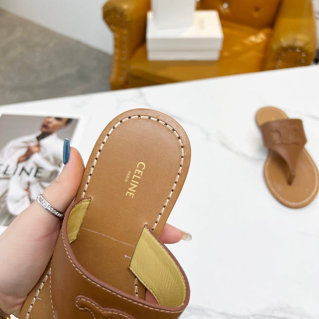 THONG MULE IN BRONZE BROWN CALFSKIN