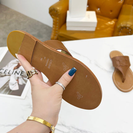 THONG MULE IN BRONZE BROWN CALFSKIN