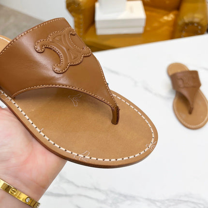 THONG MULE IN BRONZE BROWN CALFSKIN