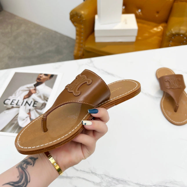 THONG MULE IN BRONZE BROWN CALFSKIN