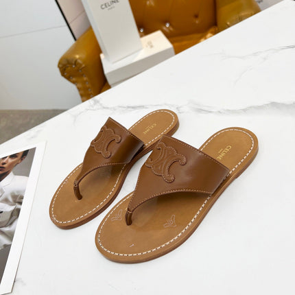 THONG MULE IN BRONZE BROWN CALFSKIN