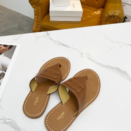 THONG MULE IN BRONZE BROWN CALFSKIN