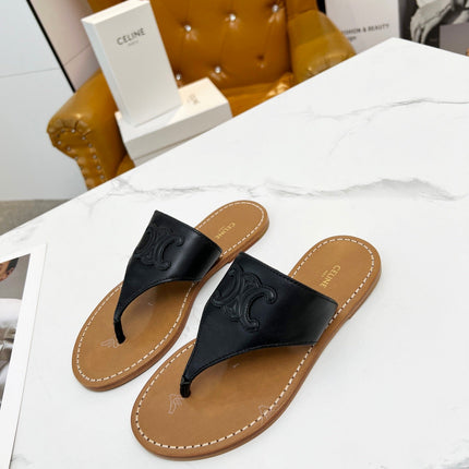 THONG MULE IN BLACK CALFSKIN