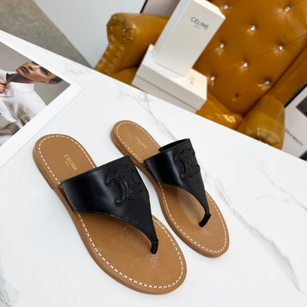 THONG MULE IN BLACK CALFSKIN