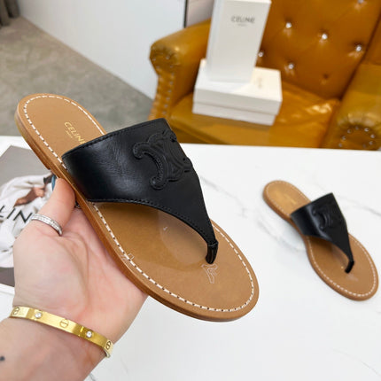 THONG MULE IN BLACK CALFSKIN