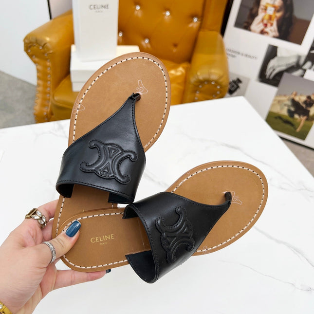 THONG MULE IN BLACK CALFSKIN