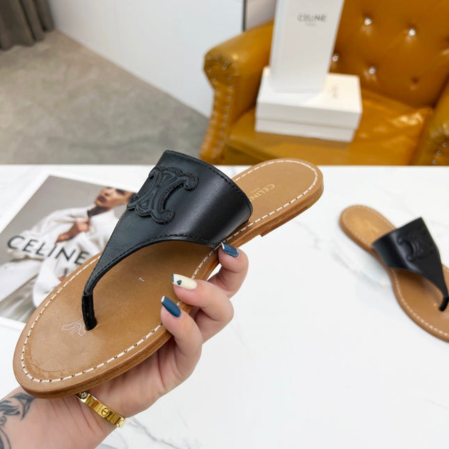 THONG MULE IN BLACK CALFSKIN