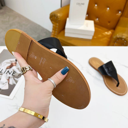 THONG MULE IN BLACK CALFSKIN