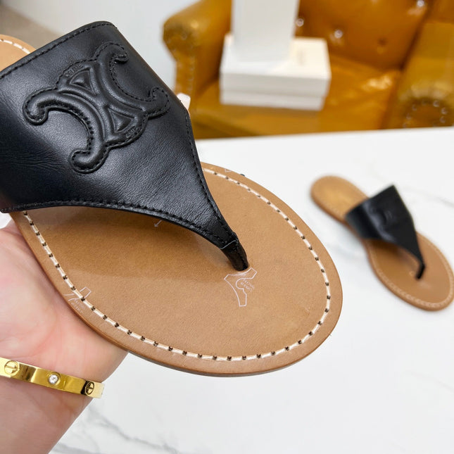 THONG MULE IN BLACK CALFSKIN