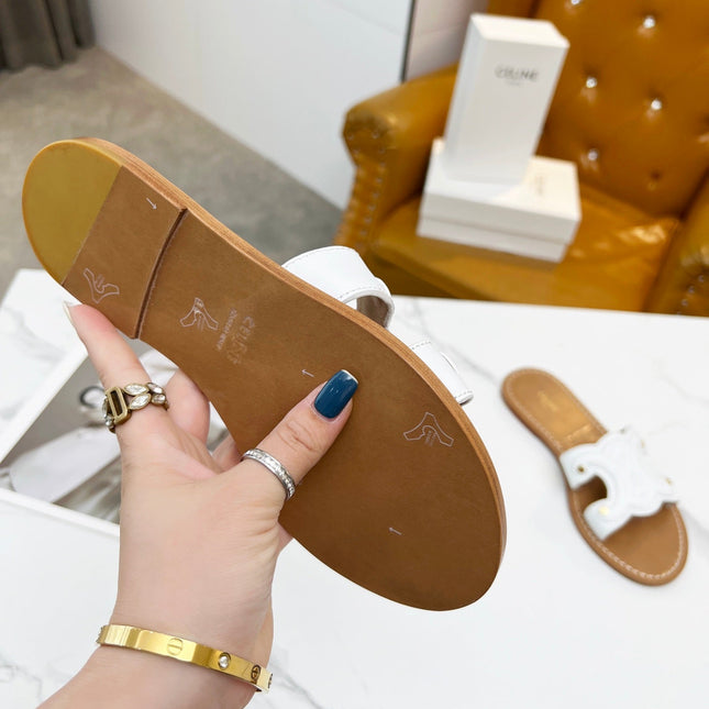 TRIOMPHE SLIDE IN WHITE CALFSKIN