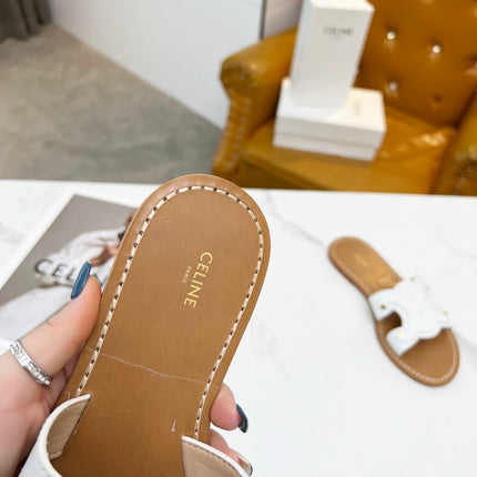 TRIOMPHE SLIDE IN WHITE CALFSKIN