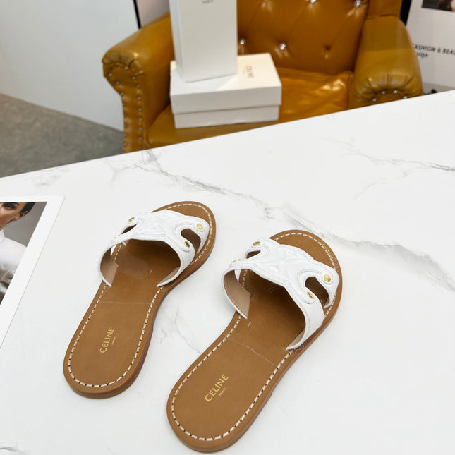 TRIOMPHE SLIDE IN WHITE CALFSKIN