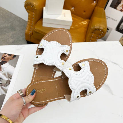 TRIOMPHE SLIDE IN WHITE CALFSKIN
