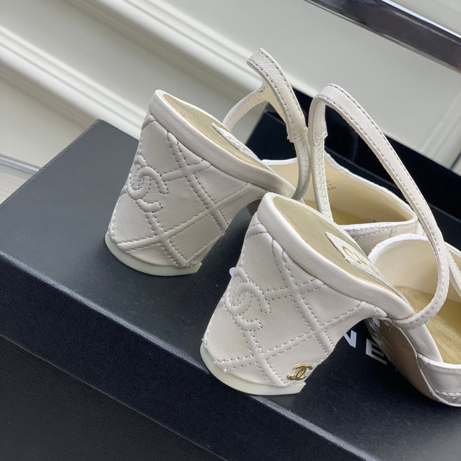 HIGH SLINGBACKS 65 WHITE MIX BLACK CALFSKIN