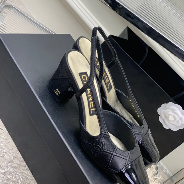 HIGH SLINGBACKS 65 BLACK CALFSKIN