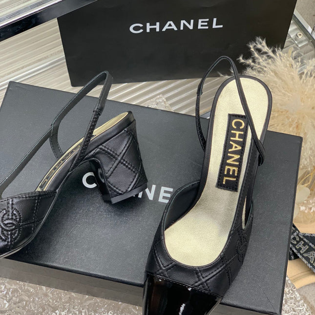 HIGH SLINGBACKS 65 BLACK CALFSKIN