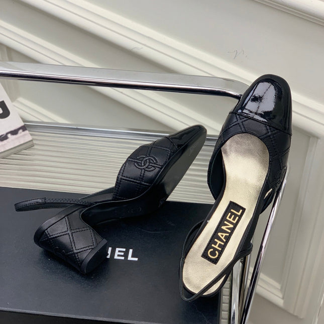 HIGH SLINGBACKS 65 BLACK CALFSKIN