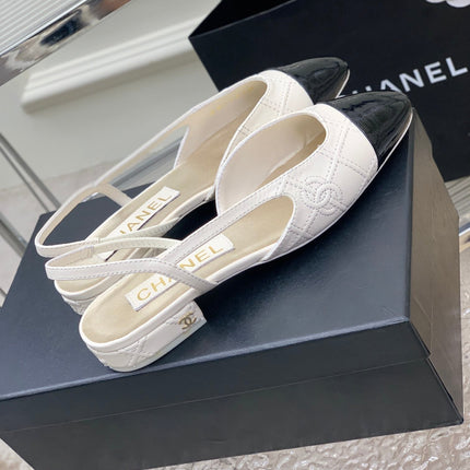 SLINGBACKS 20 WHITE MIX BLACK CALFSKIN