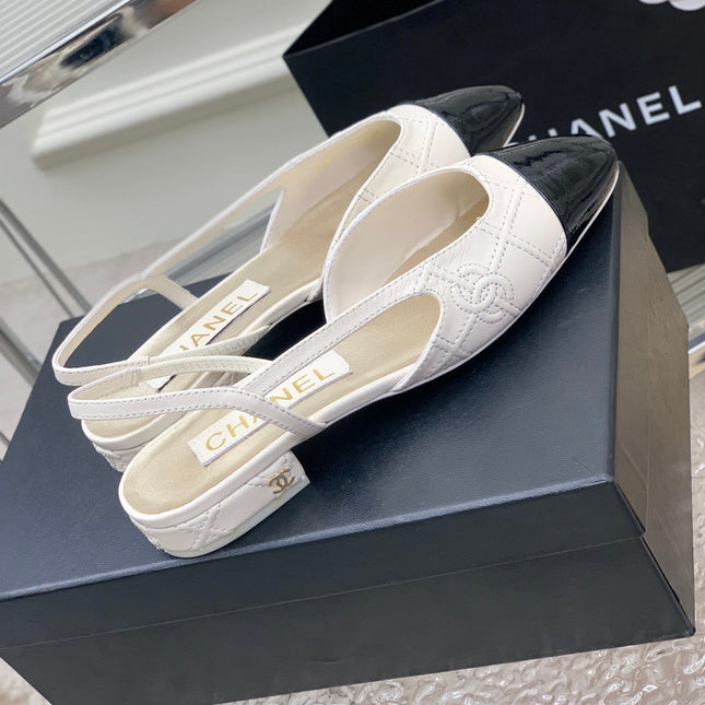 SLINGBACKS 20 WHITE MIX BLACK CALFSKIN