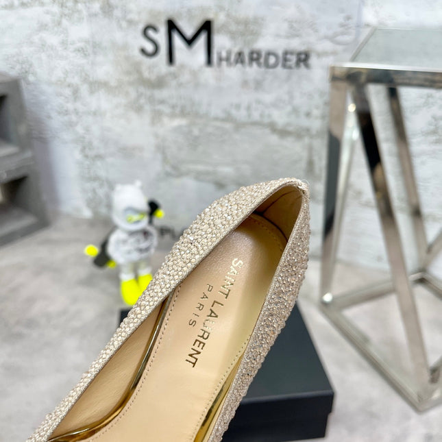 SL OPYUM BASIC HIGH HEEL GOLD CRYSTAL SATIN