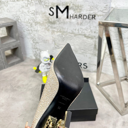 SL OPYUM BASIC HIGH HEEL GOLD CRYSTAL SATIN
