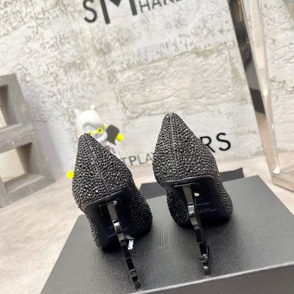 SL OPYUM BASIC HIGH HEEL BLACK CRYSTAL SATIN