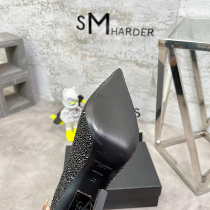 SL OPYUM BASIC HIGH HEEL BLACK CRYSTAL SATIN