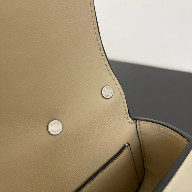 FENDI MINI FIRST SIGHT 13 BAG IN TAN BROWN CALFSKIN WITH SILVER HARDWARE