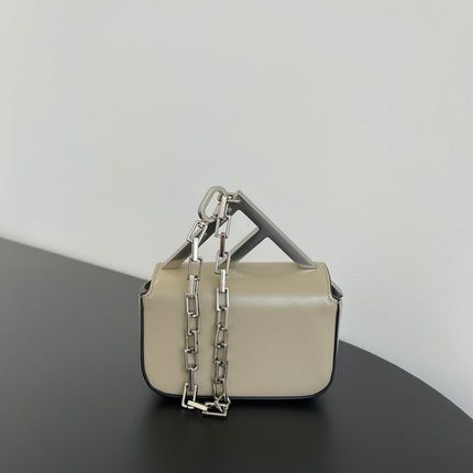 FENDI MINI FIRST SIGHT 13 BAG IN TAN BROWN CALFSKIN WITH SILVER HARDWARE