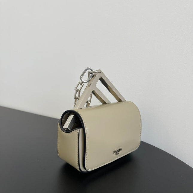 FENDI MINI FIRST SIGHT 13 BAG IN TAN BROWN CALFSKIN WITH SILVER HARDWARE