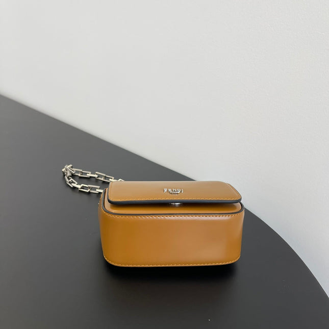 FENDI MINI FIRST SIGHT 13 BAG IN COPPER BROWN CALFSKIN WITH SILVER HARDWARE