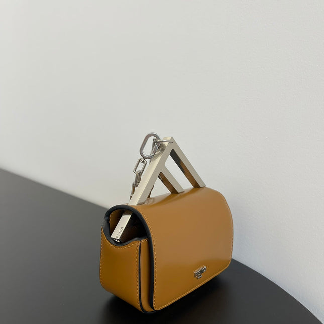 FENDI MINI FIRST SIGHT 13 BAG IN COPPER BROWN CALFSKIN WITH SILVER HARDWARE