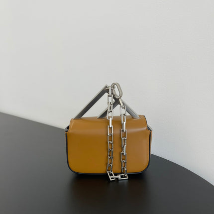 FENDI MINI FIRST SIGHT 13 BAG IN COPPER BROWN CALFSKIN WITH SILVER HARDWARE